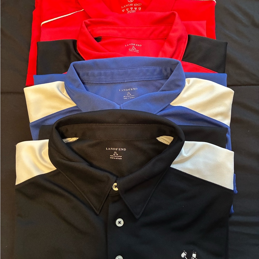Lands' End Men's Polo Shirt Collection - Red, Blue, Black